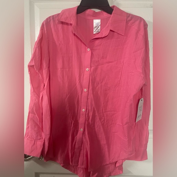 Time and Tru Other - 🔴 3/$12 Pink Missy‎ Swim Cover-Up Long-sleeved shirt! NWT! Size XS.
